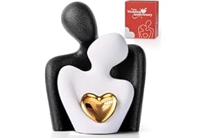 ‎XMGZQ XMGZQ Romantische Paar Statue,Wohnzimmer Deko Moderne Keramik Figuren,Liebe Porzellan Figur,Umarmendes Brautpaar, Skulptur Deko Modern,Kleine Regal Deko Figur Gild