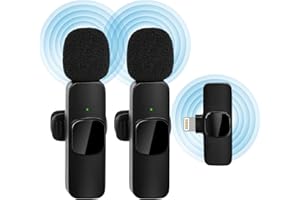DITTYBUY Wireless Lavalier Microphone, 2 Pack Wireless Microphones for iPhone/iOS/Android, Plug-Play Microphone Wireless for Interview/Vlog/TikTok/YouTube/Video Recording (IOS)