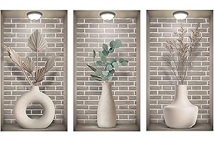 ANHUIB Sticker Muraux 3D Plante de Salon,Sticker Mural de Plantes Vertes,Autocollants Muraux 3D Vase,Décoration Autocollant de Mur de Feuille,Sticker Mural Végétal de Chambre à Coucher Salle de Bains