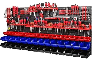 PAFEN Estantería de pared para taller, 1728 x 780 mm, sistema de almacenamiento con soportes para herramientas y cajas apilables, placas de pared extrafuertes