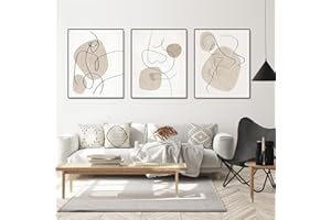 Ligne d'art abstraite - Images sur toile abstraites - Beige - Décoration murale moderne pour salon et chambre à coucher - Sans cadre (noir et blanc D, 50 x 70 cm)