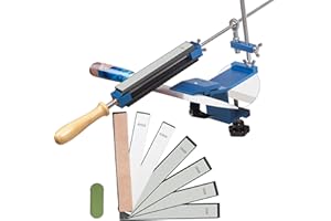 CWOVRS Affilatrice Coltello, Affilatrice Professionale con Disegno a Morsetto Rapido, Sistema di Affilatura Coltello ad Angolo Fisso con Sistema di Tenuta Abrasivo per Lucidatura, 6 Pietre