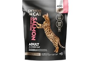 PrimaCat - Complete Dry Grain Free Salmon Flavoured Cat Food, Adult Cat Food, 400g- Amazon Exclusive