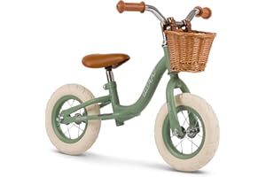 Huffy Kids Balance Bike, 10" Wheels, Adjustable Seat and Handlebars, Basket for Ages 2+ Blue or Green