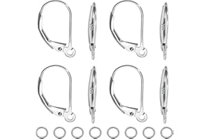 TOAOB THE ONE AND ONLY BABY TOAOB 8 Pezzi Ganci per Orecchini A Leva in Argento 925 Orecchino Leverback 9 x 16 mm e 10 Pezzi Anelli Aperti Salto per Creazione di Gioielli Fai Da Te Bigiotteria