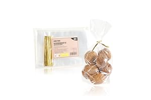 ‎COM-FOUR com-four® 100x Klarsicht Beutel - durchsichtige Cellophantüten als Lebensmittelbeutel - Bodenbeutel klar - Klarsichttüte mit Bindestreifen - kleine Tüten für Kekse und Pralinen