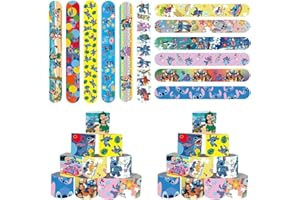 Syijupo Bracelets Enfants 24pcs Stich Snap Band,Slap Bracelets à Claquer Stich, Bracelets pour l'anniversaire Anniversaire Enfant Parti Sac Remplisseurs Cadeau Party Favors