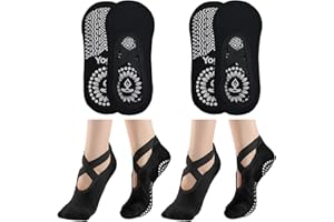 KEYRI Non Slip Socks Yoga Pilates Socks for Women Girls, Trainer Socks Grippy Socks Floor Sock Anti-Slip Grips & Straps, One Size Breathable Socks for Fitness Ballet