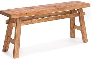 DESIGN DELIGHTS Ławka mahoniowa East | 118 x 27,5 x 53 cm (dł. x szer. x wys.) | Naturalne drewno, rustykalny do wejścia, kuchni, w stylu vintage, łóżko | Kolor: 01 Naturalny styl