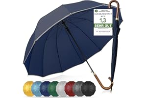 ADRIANO PORCARO® Regenschirm Sturmfest I Ø120cm Schirm I Regenschirm Groß XXL mit Reflektierendem Rand I 12 Streben Stockschirm I inkl. Schirmhülle - Für Herren & Damen I Blau