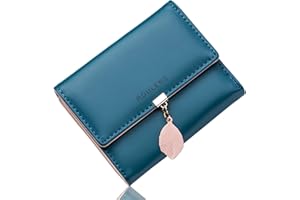 Roulens Portafoglio in pelle PU borsa con RFID da donna con ciondolo foglia con cerniera