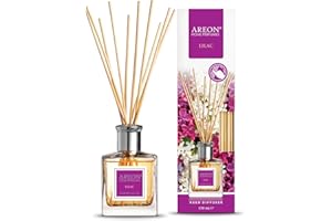 Areon Dyfuzor Reed / Lilac / 150 ml / 1 opakowanie / perfumy do domu lub biura, długotrwały aromat, zestaw do dyfuzora trzcinowego