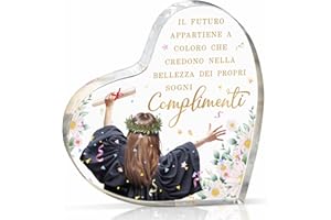 Gleevara Regalo Laurea Donna, Regali per la Laurea Unici - Targa Acrilica a Forma di Cuore Con Frasi Motivazionali, Regali di Laurea per Figlia, Amiche