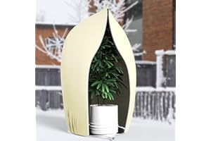 Yomisee Winterschutz für Pflanzen Außen 2 Stück, 120 x 180 cm Frostschutz Pflanzen mit Reißverschluss & Zugband Winterschutzvlies Pflanzenschutz Winter für Baum Palmen Balkonpflanzen haube Beige