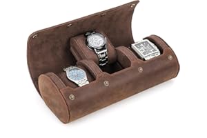 Contacts Étui de voyage en cuir véritable pour homme et femme, boîte de rangement de montre, pochette de protection à 3 emplacements pour montre