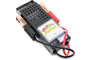 Wiltec Batteritestare för 6V och 12V batterier, med 2 krokodilklämmor, justerbar skala, batteriprovare för bil laddningssyste