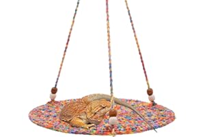 Tocwick Reptile Hammock Swing Hanging Bed, Cute Bearded Dragon Swing Toy, Cotton Lizard Summer Bed for Reptile, Cage Accessories for Leopard Gecko Small Animal