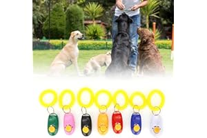 Chacerls Clicker Perro Adiestramiento, 7 Piezas Mascota Perro Gato Cachorro Ajustable Muñeca Clicker Entrenador Entrenamiento guía con Anillo de Goma