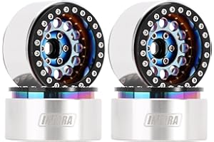 INJORA 1.9" Beadlock Llanta de Rueda - 150g Súper Pesado Latón y Aluminio Rueda de Plato Hondo para RC Crawler 1/10 SCX10 TRX4 VS4-10 Gen8,Arco Iris
