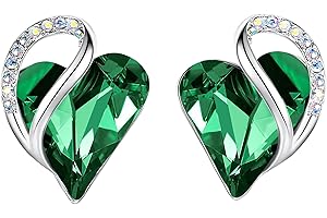 Leafael Cuore d'amore infinito orecchini donna argento, Pietra di nascita orecchini da donna con cristalli curativi, Senza allergie gioielli donna, Regalo Donna con scatola regalo inclusa
