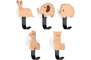 GROOHAFY Holz Kleiderhaken Kinder Selbstklebender Wandhaken in Tiere-Form Kindergarderobe Haken Garderobenhaken Kleiderhaken Wand Wandaufhänger Türhaken Möbelknöpfe Holzgriffe (Waldtiere 2)