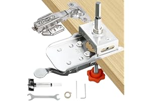 CUPEOHOME 35mm Concealed Door Hinge Jig, Cabinet Hinge Hole Drilling Jig, Accurate Hinge Drilling Jig Hole Guide Locator, Stainless Steel Household Woodworking Tools for Door Cabinets Hinges Mounting