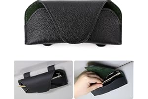 Xiuyer Porte Lunettes pour Pare Soleil Voitures Etui Lunettes pour Voiture Cuir PU Magnétique Support Lunettes pour Voiture Universel Voiture Accessoires Interieur pour Les Voitures(Noir)