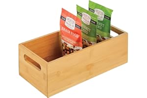 mDesign Contenitore in bambù per la cucina — Contenitore alimenti con pratici manici — Portaoggetti cucina per cibi e utensili — naturale