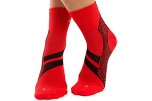 ZaTech Plantar Fasciitis Sock, Compression Socks. Heel, Ankle & Arch Support. (Red/Black, Small)