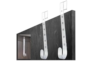 com-four® 2X Ganchos de plástico Ajustables para Puertas – Ganchos Multiusos para Colgar Coronas y Chaquetas Decorativas – Fácil instalación sin taladrar para Puertas de Entrada