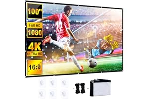 YiYunTE Projector Screen 100 Inch, Indoor Outdoor Projector Screen with 16:9 HD 4K Screen, Portable Foldable Projection Screen Projections Movies Screen for School Home Theatre Cinema Office Party
