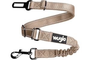 30-95cm Wuglo Pasy dla Psa | Mocny i Elastyczny Pas dla Psa do Samochodu | Trwały Pas Bezpieczeństwa dla Psów | Uniwersalny Pas Samochodowy dla Psa na Podróż (Beżowy)