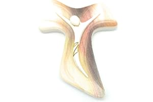 OVUNQUE PROTEGGIMI Croce Tau effetto pietra da parete con Cristo stilizzato - Croce moderna da muro (piccolo)