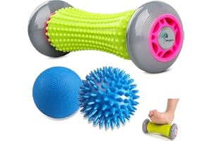 BEUPRO Rullo Massaggio Piedi, 3PCS Palline Massaggio e Lacrosse Ball 2 Palle Massaggio per Fascite Plantare Massaggio Piedi Riflessologia Plantare