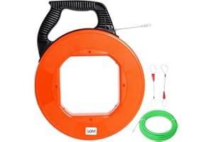 ‎GEKUFA Gekufa Kabeleinziehhilfe 50m, 4,5mm, Einziehspirale mit 2 Führungsfedern, Zugdraht mit Kunststoffgehäuse und Handgriff, Einziehfeder für die Kabelverlegung(orange)