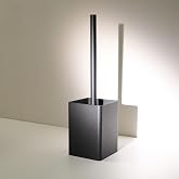Design Hamburg Silicone Toilet Brush | Black | Metal Holder | Antibacterial Silicone Squeegee | Free Standing or Adhesive | H