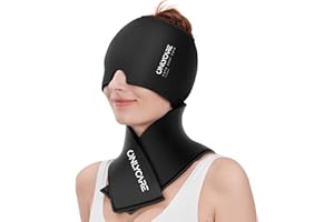 ONLYCARE Migräne Maske und Nacken Kühlpads Set, Upgraded 360° Gel Surround Migräne Kühlmaske Schlafmaske und Nacken-Eisbeutel, Kalte und Heiße Kompressen, Lindert Schmerzen, Sportverletzungen, Stress