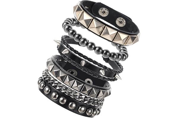 JIYIN 4 stycken unisex punk ockuperat armband, punk läderarmband svart gotiskt armband nitar armband läder nitar armband manschett för halloween jul kostym fest kjol konsert