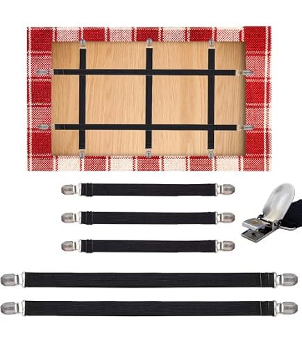 TOYMIS 6St Versteckte Riemen Tischdeckenklammern, Tischdecke Clips Outdoor, Bettlaken Klammern, Elastische Riemen Clips zum Befestigen von Tischdecken Picknick Tischen Sofa Bett (Schwarz