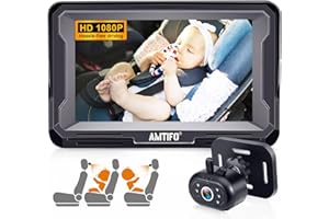 AMTIFO Baby Car Camera: Easy Install 360° Rotation Backseat Monitor - Clear Night Vision