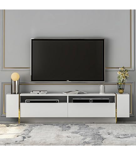 Hanah Home Stijlvolle tv-standaard, wit & oak, 120 cm x 29,9 cm x