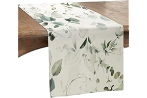 Aitsite Zielony bieżnik na stół, lato, wiosna, dekoracja stołu, do użytku wewnątrz i na zewnątrz, urlop, impreza, dekoracja stokrotki, 40 x 180 cm