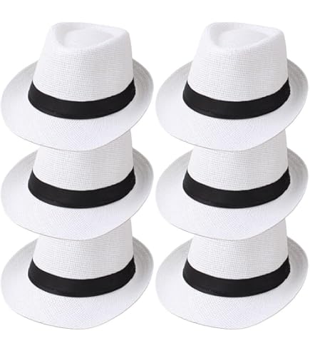 Lot De 6 Chapeaux Panama En Paille – Pliables, Réglables, UPF 50 – Pour Plage, Voyage, Camping – Unisexe