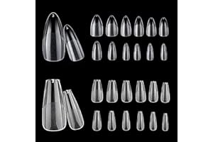 FANJUANLAN 240 Pièces Américaine Faux Ongles Capsules, 10 Tailles Semi Givré Artificiel Faux Ongle, Couverture Complète Pose Nail Art, Medium Almond & Ballerine