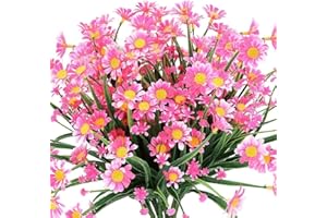 Ancokig Flores Artificiales de Margaritas al Aire Libre para decoración no se decolora, Flores de plástico sintético, para jardín, Porche, Maceta, Ventana, decoración (Rosa)