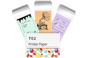 OMEZIZY Purple/Green/Orange Thermal Paper for T02 Sticker Printer - Sticker Paper Works with T02/M02X/M02L Mini Printer, Last for 10 Years, Perfect for Journal Photos Study Notes, 50mmx3.5m, 3 Rolls