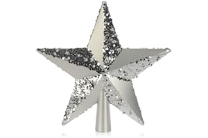 COM-FOUR® Wierzcholek choinki w ksztalcie gwiazdy - Ozdoby choinkowe - Gwiazdka na czubek choinki - Ozdoby choinkowe z tworzywa sztucznego (srebrny kolor. blyszczace)