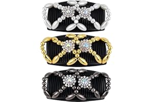 TYFYH Haarkamm zum Stecken 3 Stück Haarkamm Elastisch Perlen, Perlen Haarkämme, Magie Elastische Haarspangen Doppel Dehnbar Kamm, Afrikanische Haarklammer für Damen Mädchen Haarschmuck