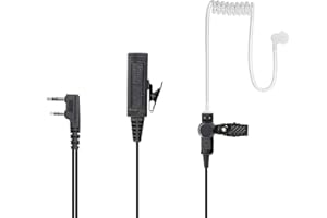 Hoornie® Auricular inalámbrico de Calidad Militar para Kenwood con Cable Trenzado. para Kenwood TK-3101, TK-3201, TK-301, TK-3401D, TK-3501, TK-3701 con 10 Almohadillas Gratis