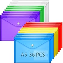 12 Carpetas De Plástico Transparentes A5 - Con Broche Presión, Organiza Documentos, Oficina, Escuela